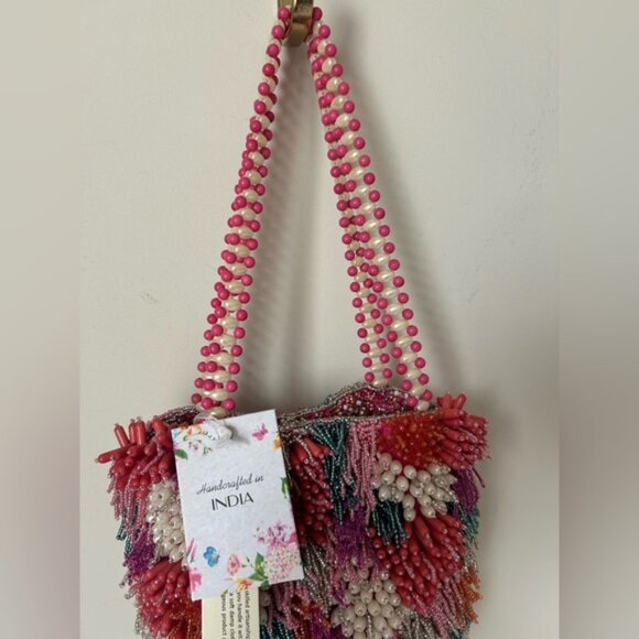 Viral beaded Multicolor Pearl strap made in India Bag - Picture 3 of 5